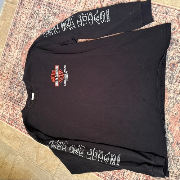 Harley-Davidson Black Long Sleeve Tee Flame Cabo San Lucas Mexico orange black - Picture 4 of 7